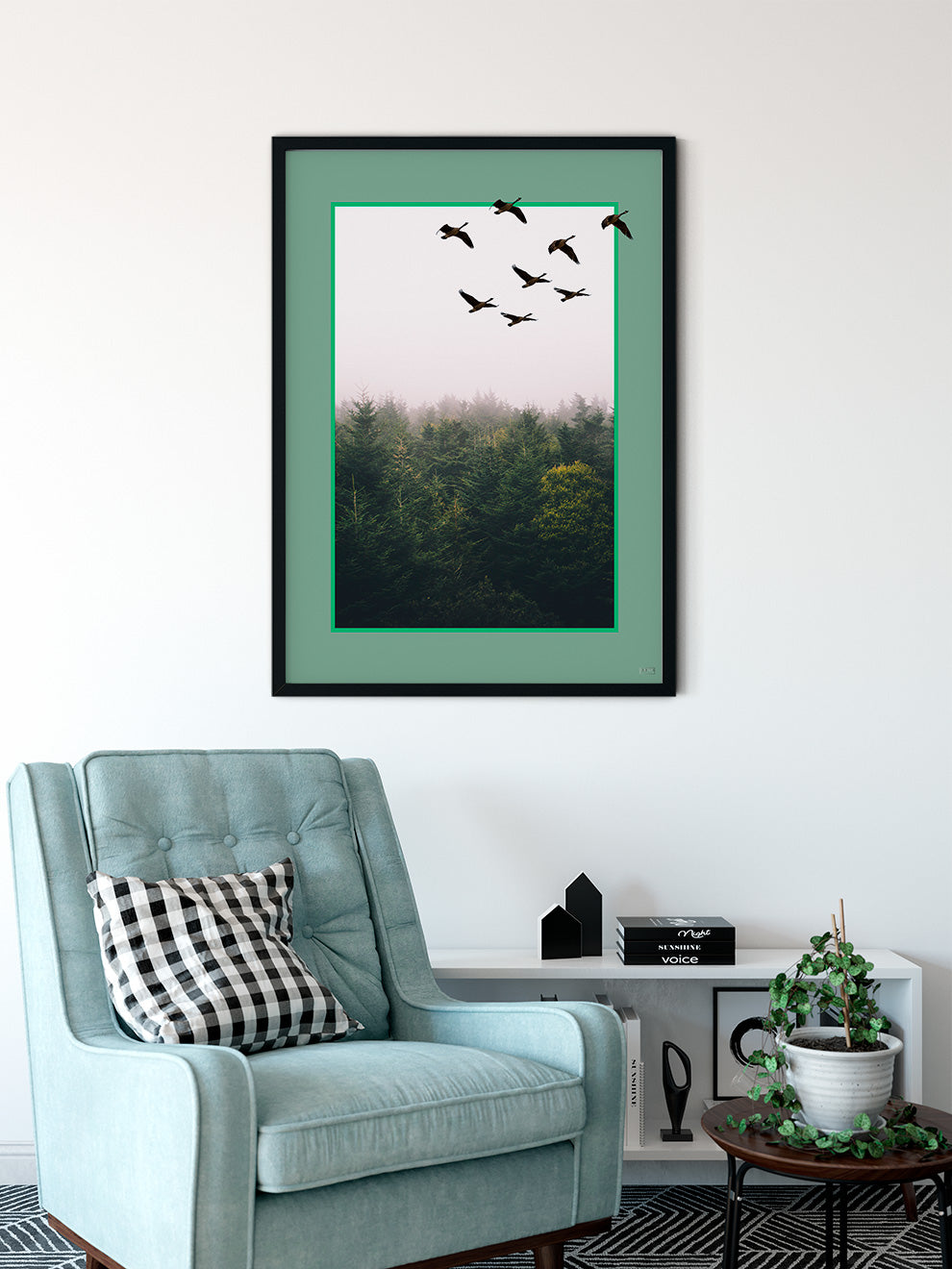 Plakat med fugle og skov