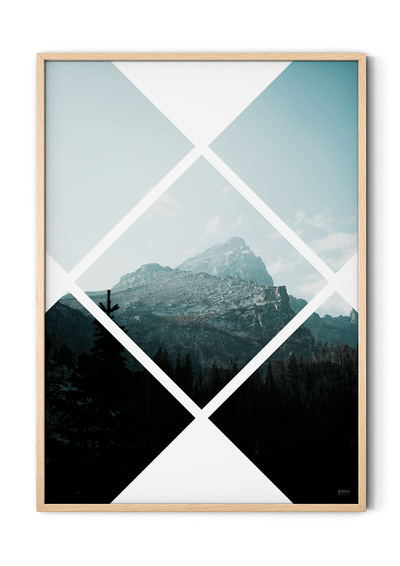 Plakat med bjerg i tern