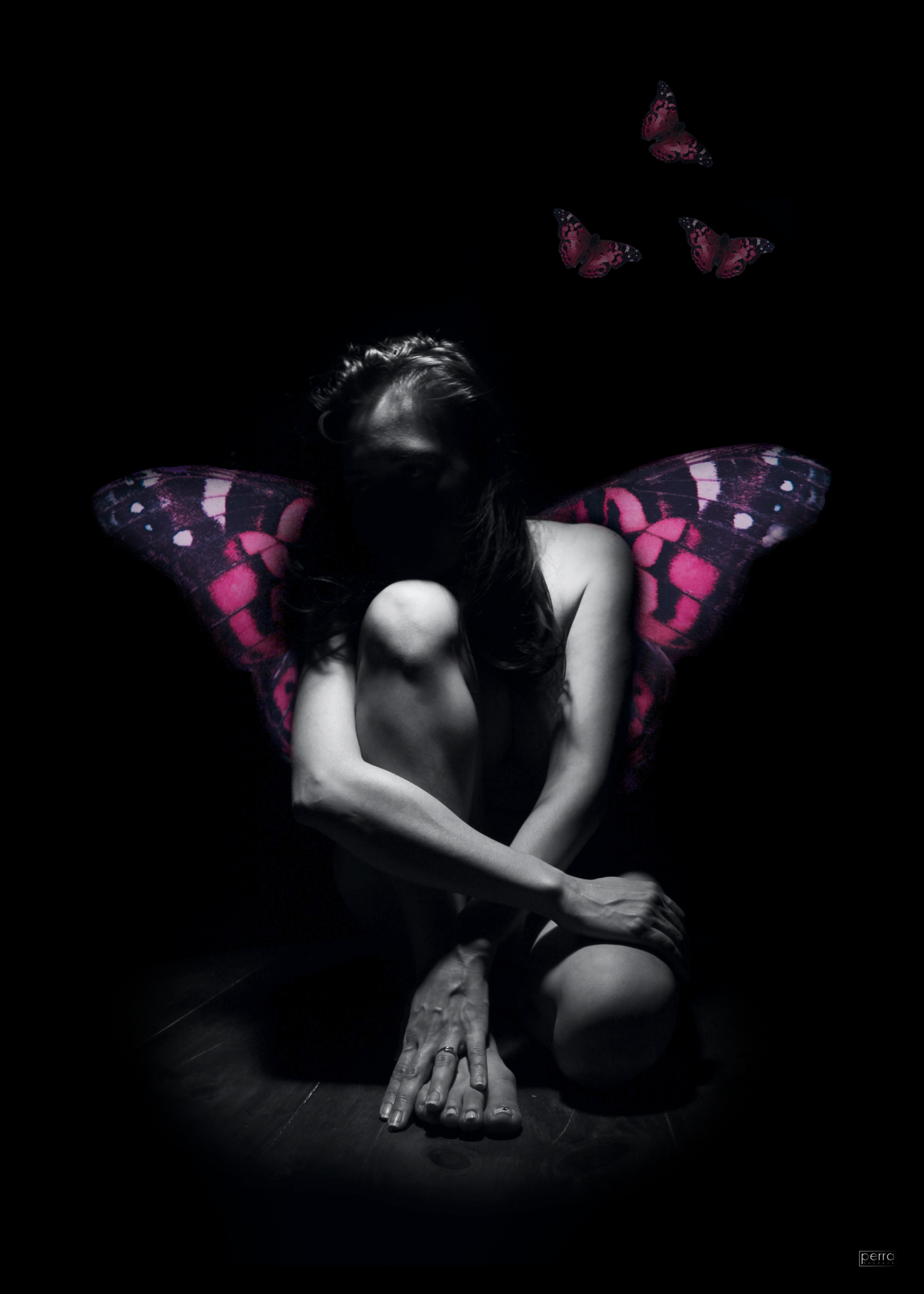 Kvinde plakat sommerfuglevinger