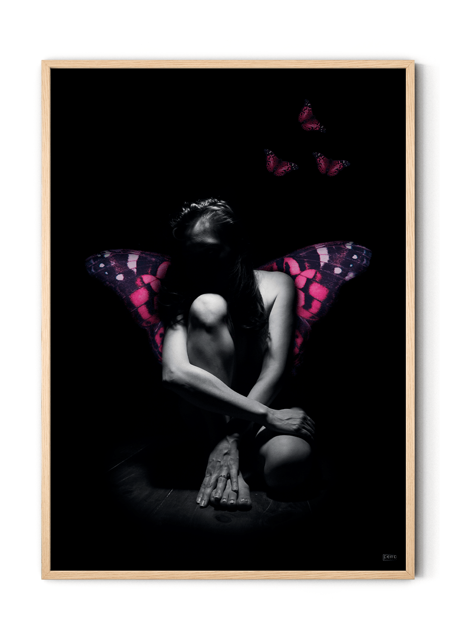 Kvinde plakat sommerfuglevinger